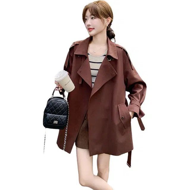 稻草人 简约舒适修身时尚质感百搭休闲风衣 女款