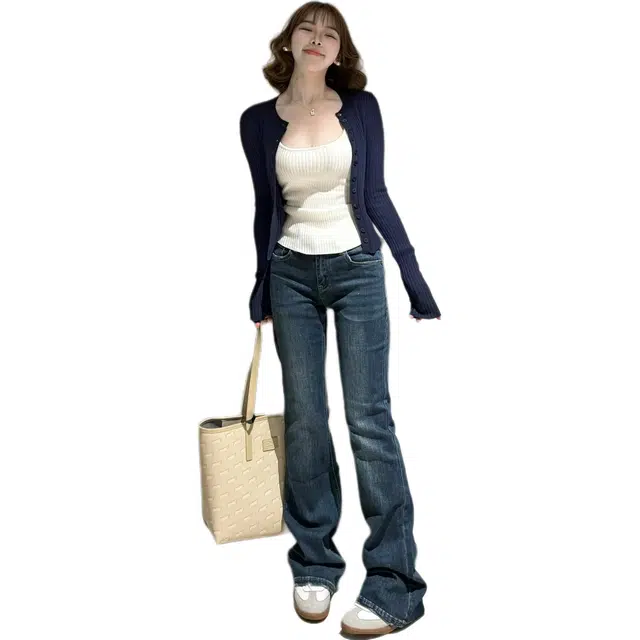 小卷要加油 针织开衫多色纯色常规通勤风休闲套装 女款