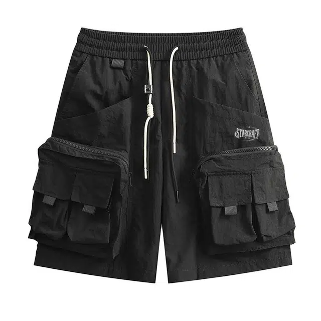 星际者 多口袋系带百搭休闲舒适透气潮流时尚五分裤子工装短裤 男女同款