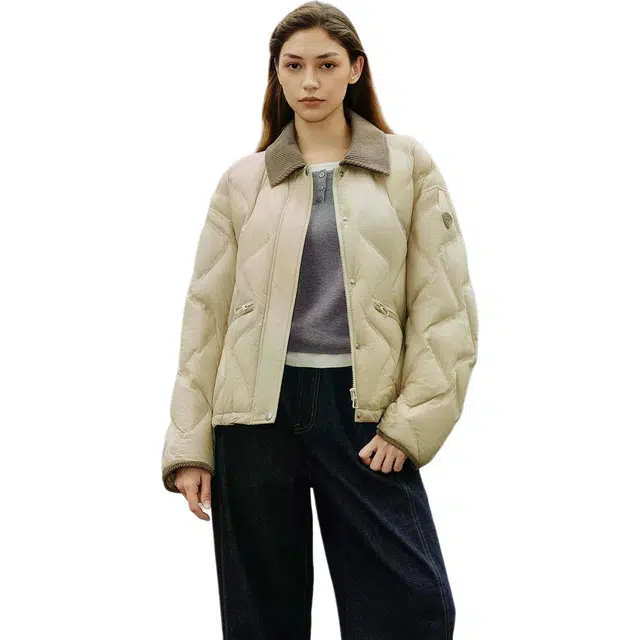 坦博尔 轻薄短款时尚纯色长袖通勤羽绒服 女款