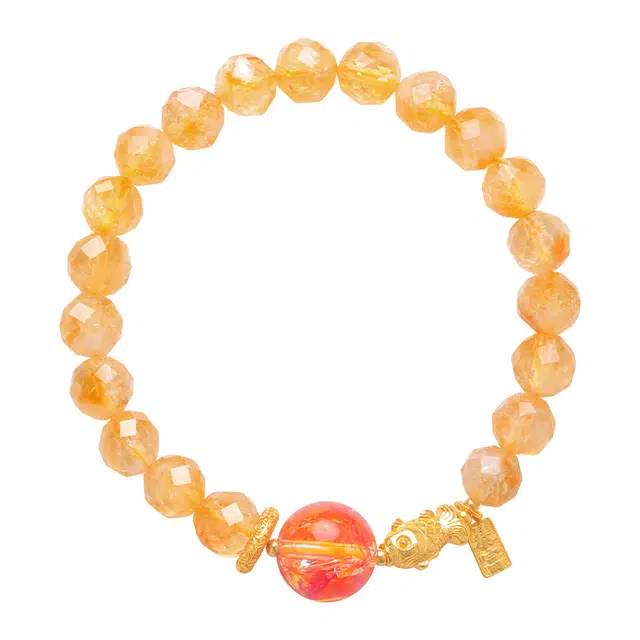 【八方来财 上岸锦鲤】 灵菲 招财进宝好运暴富腕饰 新中式小众百搭显气质时来运转财运滚滚转运珠#好运礼盒装 黄水晶 手串 女款