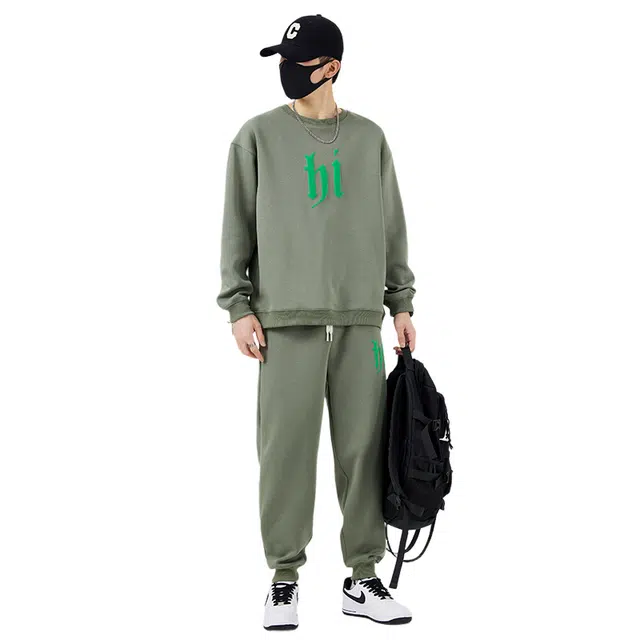 赛瀚 宽松休闲卫裤卫衣套装男款复古春秋厚款百搭舒适亲肤男装一套搭配上衣长裤显瘦显高青少年高街潮流通勤外穿高级感两件套 男女同款