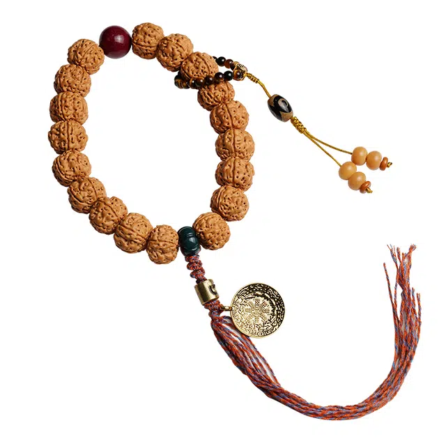 宣华意 【收藏级】五瓣十八子手持 复古国潮藏式九宫牌配饰尼泊尔盘玩原籽闷墩文玩#好运 金刚菩提 手串 男女同款情侣款