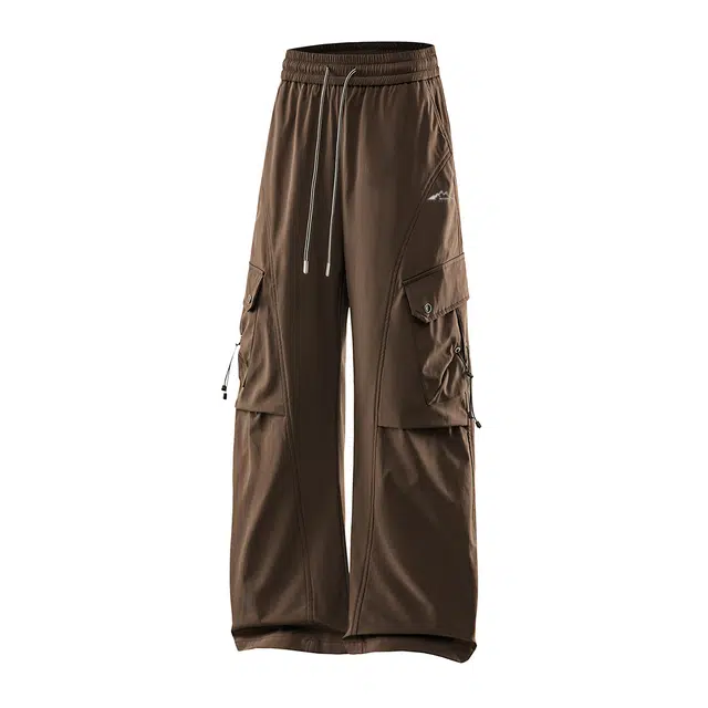 赛琪 美式简约基础款复古宽松阔腿直筒户外机能风百搭弯刀垂感冰感高街显瘦休闲工装裤 男女同款