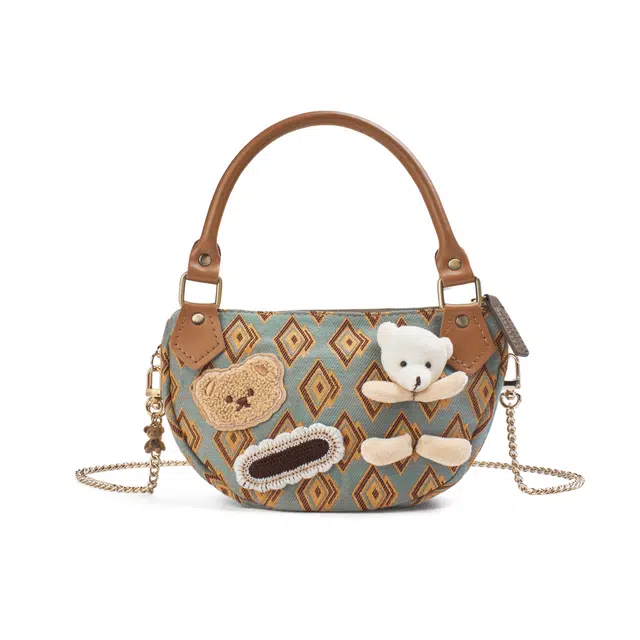 雅诗兰黛【定制化妆包】伊朵 萌熊时光 甜美  可爱 时尚 艺术感  公主风 约会  通勤 复古凌格帆布收纳包 便携