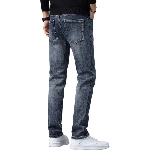 潮人榜 秋冬款美式潮牌复古高级感小直筒男士裤子潮流百搭休闲修身显高显瘦弹力高端牛仔裤 男款