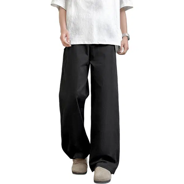 华夏儿女 男秋冬款美式潮牌潮流宽松校园百搭垂感阔腿直筒长裤简约高街卫裤运动裤日常舒适设计感痞帅休闲裤 男女同款