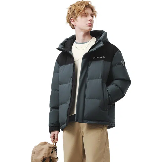 坦博尔 保暖连帽休闲收口袖长袖常规面包运动风羽绒服 女款