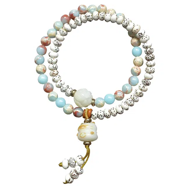 琛宬 【招财纳福】新中式国潮风八方来财平安喜乐可爱猫爪炭烧双圈文玩绕指柔珠串转运#好运 星月菩提 手串 男女同款情侣款