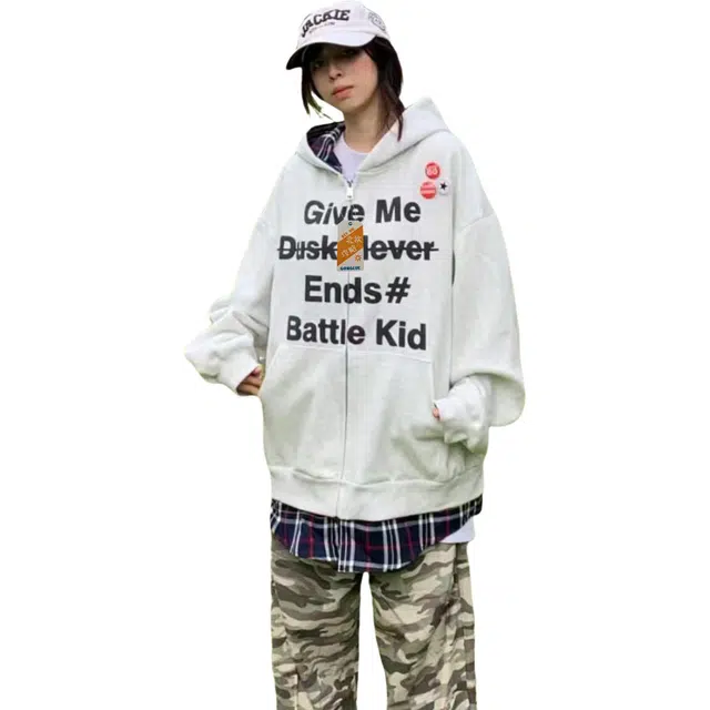 北欧攻略 美式休闲开衫假两件重磅拼接复古小众高质量卫衣 男女同款