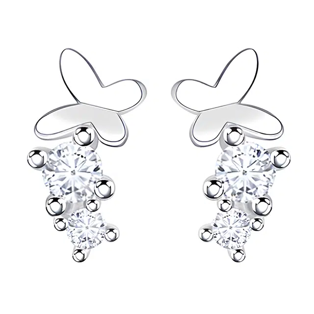 前方大荒野 流星蝴蝶甜美森系清新优雅镶钻闪亮精致时髦时尚小众设计#好运 合金 耳钉 女款