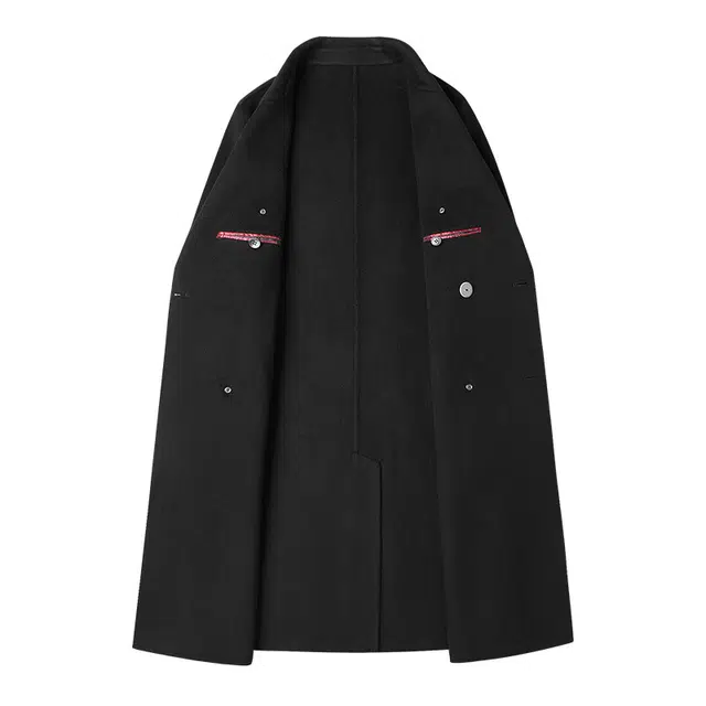 艾梵斯贝 高品质轻奢御寒保暖时尚都市简约纯色羊绒呢子休闲商务绅士日常通勤百搭英伦风双排扣西装领过膝中长款情侣款大衣 男款