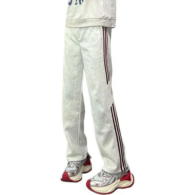 徐百货 美式裤子高街潮牌大码卫裤春秋季潮流三条杠条纹宽松垂坠感简约阔腿针织运动裤 男女同款