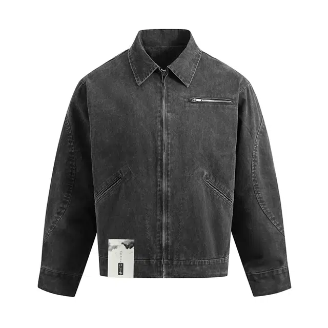 【美式高街机能风】布客行 潮牌水洗做旧拼接解构仓谷底特律纯色复古港风硬挺翻领飞行员教练服开衫宽松休闲简约百搭工装夹克 男女同款