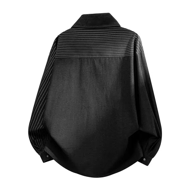 普鲁士多特蒙德 港风条纹拼接衬衣开衫外套高级感潮牌痞帅百搭日常休闲通勤长袖衬衫 男女同款