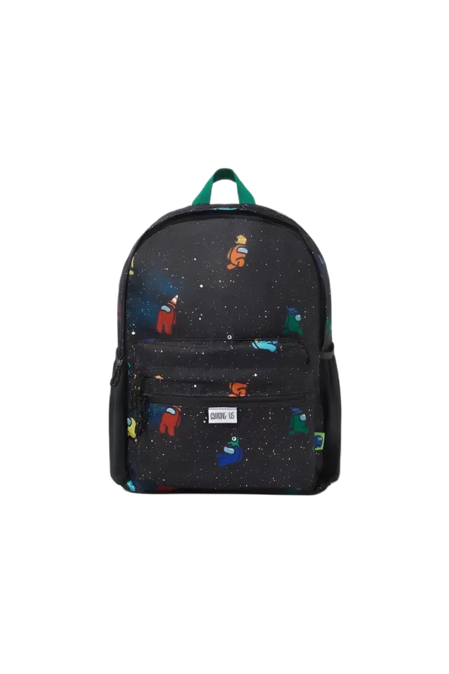 绿野客 儿童包男童印花背包 书包时尚 减负功能 潮流个性星空图案 帆布  双肩包 中号 黑色