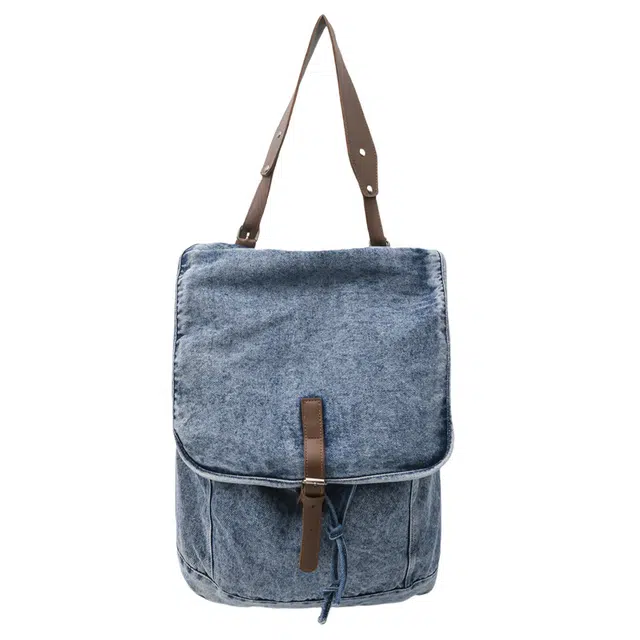 笛贝嘉 日系复古原宿抽绳多用翻盖背包休闲时尚大容量 牛仔 双肩包 常规 男女同款情侣款 多色