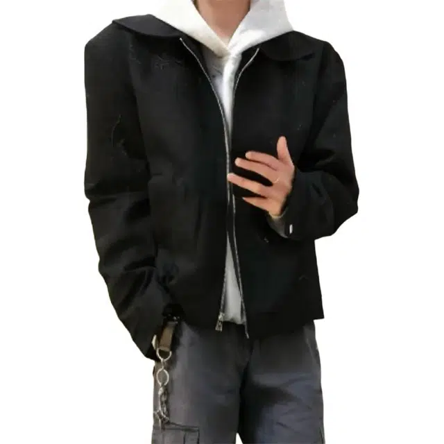 黑马漫画 闪电纹刺绣外套男款秋季潮牌短款翻领棒球服美式夹克 男女同款