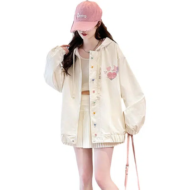 荟萃阁 拼色格子棒球服外套女春秋工装学院风夹克 女款