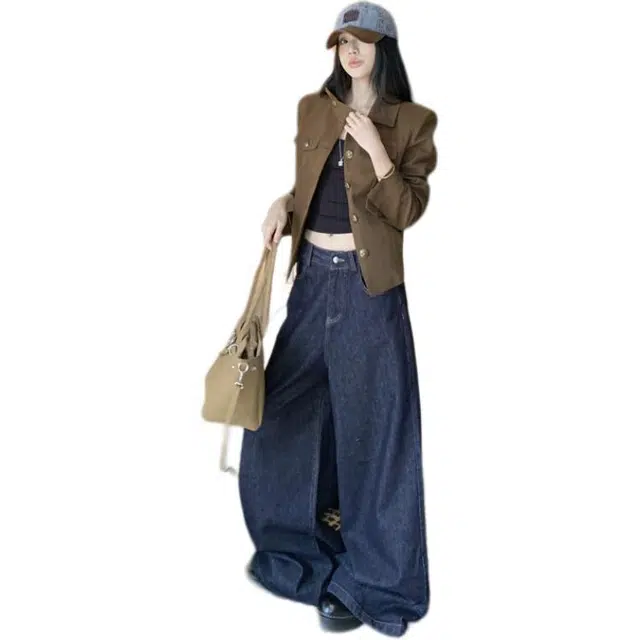 轻迎 小众设计款翻领廓形工艺外套百搭工装风上衣 夹克 男女同款