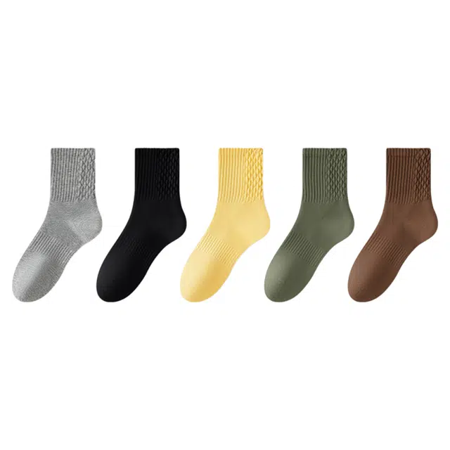 潞优野 纯色抗菌防臭吸汗男士青少年运动男袜中筒袜 男款