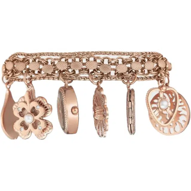 安妮克莱因 腕表 石英机芯 精钢合金表带 白色表盘 女表 休闲优雅商务项链手表防水