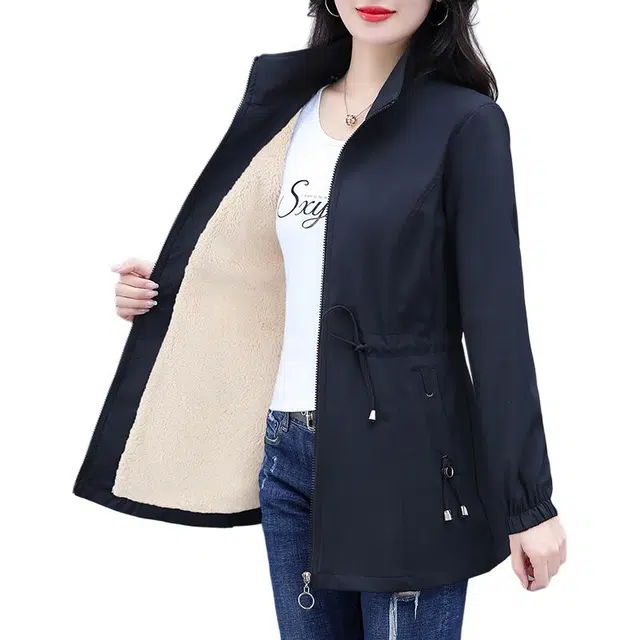 缪斯的诱惑 时尚秋冬款轻便透气柔软亲肤保暖舒适宽松显瘦气质优雅简约百搭上衣外套风衣 女款