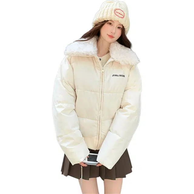 思蓓儿 毛领短款外套小个子面包服加厚棉服 女款