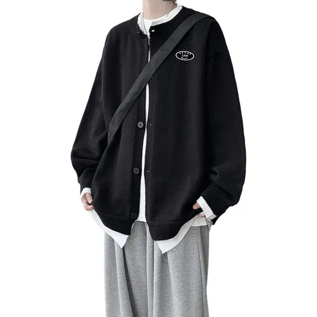 软糯保暖打底法式慵懒风赫赫良衣 美式复古痞帅高街风内搭假两件开衫外穿长袖上衣弹力宽松休闲舒适百搭高级学院风潮牌毛衣针织衫 男女同款