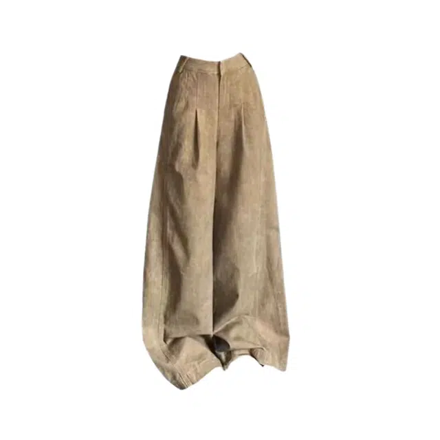 望莱仕 美拉德阔腿牛仔裤女高腰宽松显瘦褶皱设计感小众长裤子工装裤 女款