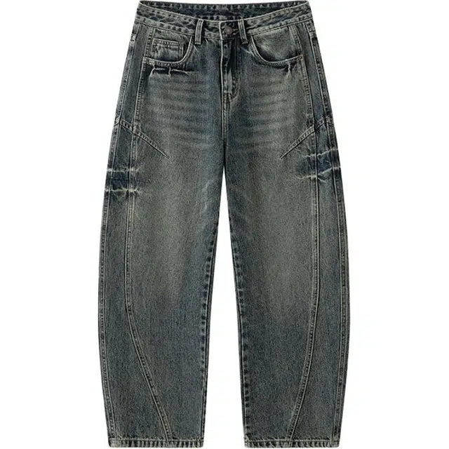 海尔斯 复古美式水洗做旧宽松弯刀百搭牛仔裤 男款