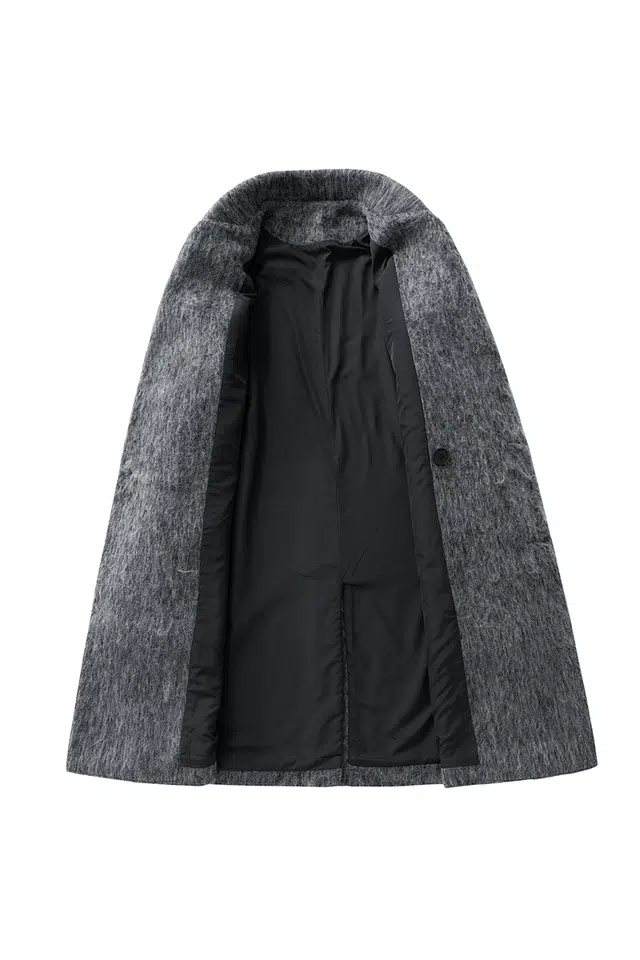 艾梵斯贝 高品质轻奢精致韩系御寒粗纺羊绒毛呢时尚简约纯色休闲商务绅士日常通勒百搭高级英伦风双排扣西装领情侣款大衣 男女同款