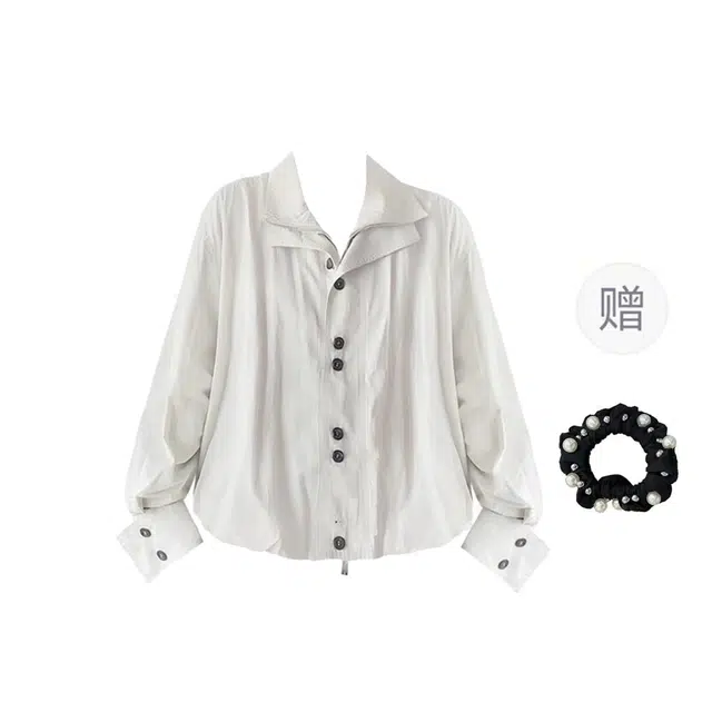 雾闪闪 立领短款外套女设计感宽松休闲花苞型夹克潮风衣 女款