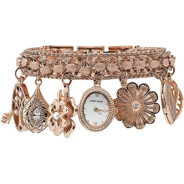 安妮克莱因 腕表 石英机芯 精钢合金表带 白色表盘 女表 休闲优雅商务项链手表防水