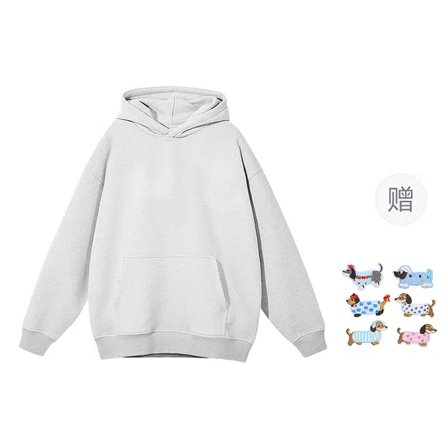 棉购 魔术贴绣花连帽秋冬季加绒加厚百搭潮流印花美式学生上衣服外套卫衣 女款