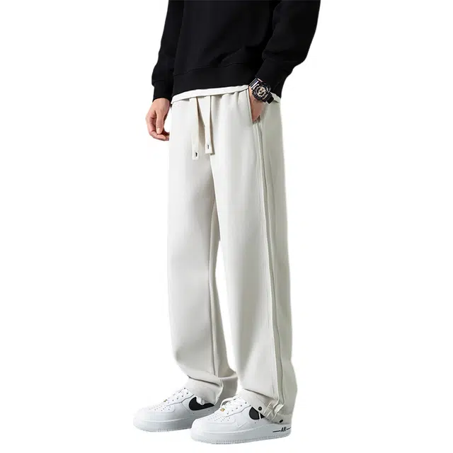 赛瀚 百搭时尚直筒休闲裤男款秋季舒适亲肤男装潮牌高级感纯色长裤宽松阔腿裤显瘦显高青少年高街潮流通勤外穿运动裤 男女同款