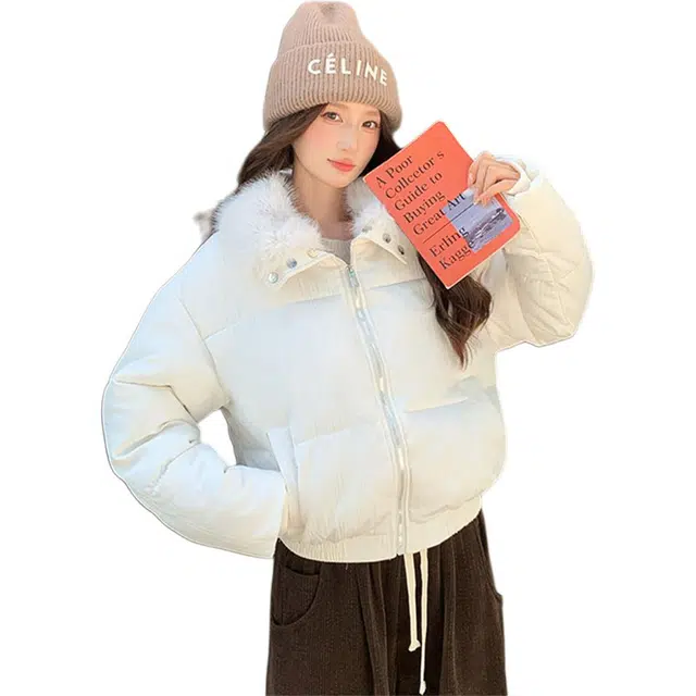 思蓓儿 美式复古毛领翻领加厚时尚气质短款棉袄棉服 女款