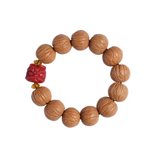 茂琼 招财纳福万事顺遂新中式国风原籽土豪文玩配饰雕刻醒狮盘玩佛珠单圈招财复古设计高级文玩盘玩念珠转运#好运 猴头核桃 手串 男款