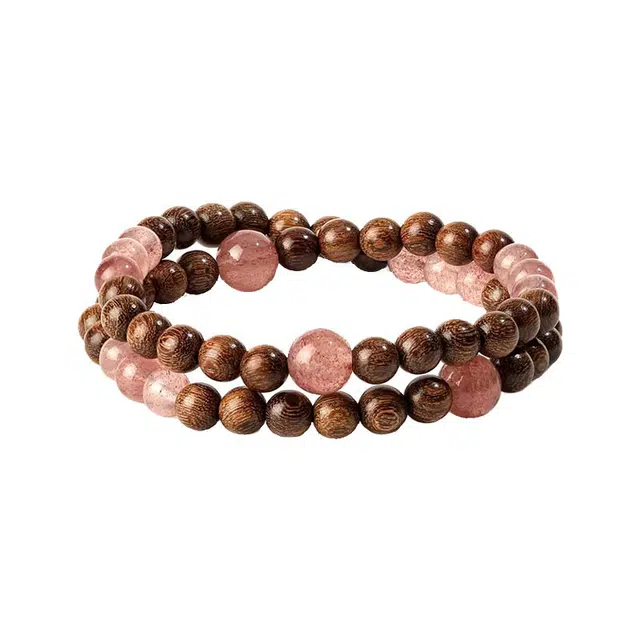 古木匠 事业顺利八方来财新中式国风双圈叠戴转运复古小众气质文玩可手持盘玩学生素串#好运 金丝檀木 手串 男女同款情侣款