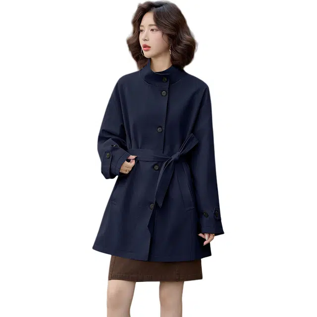 恒源祥 简约宽松中长款百搭长袖休闲廓形收腰风衣 女款