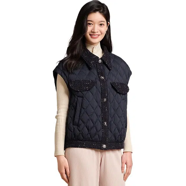 坦博尔 时尚小香风短款纯色通勤羽绒服 女款