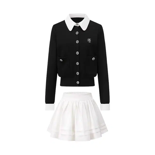 望莱仕 韩版慵懒风假两件长袖针织开衫女学生秋季叠穿半身裙两件裙装套装 女款