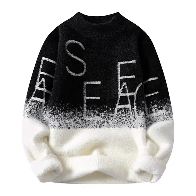 卡丹狄诺 潮流时尚宽松百搭仿水貂绒打底衫加厚保暖长袖半高领针织衫 男女同款