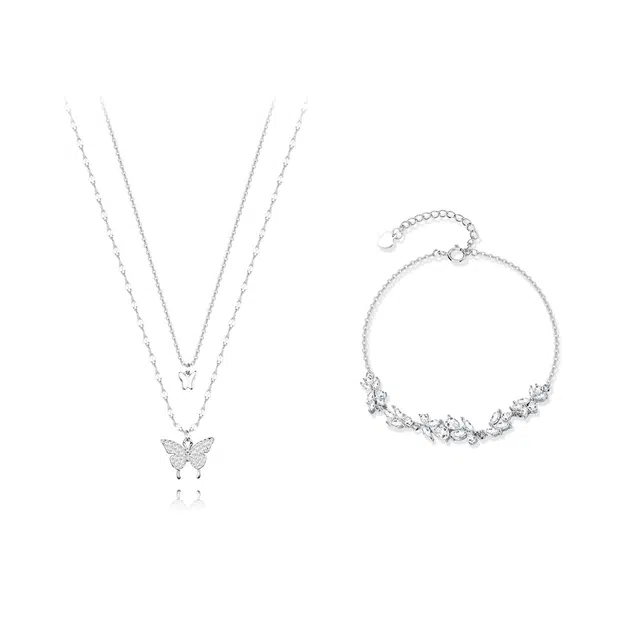 【纯银999 | 星光蝴蝶】 凤祥囍事 老凤祥 小众设计经典百搭高级感学生日常简约精致轻奢通勤极简约会温柔气质可调节锁骨链 足银 项链 女款