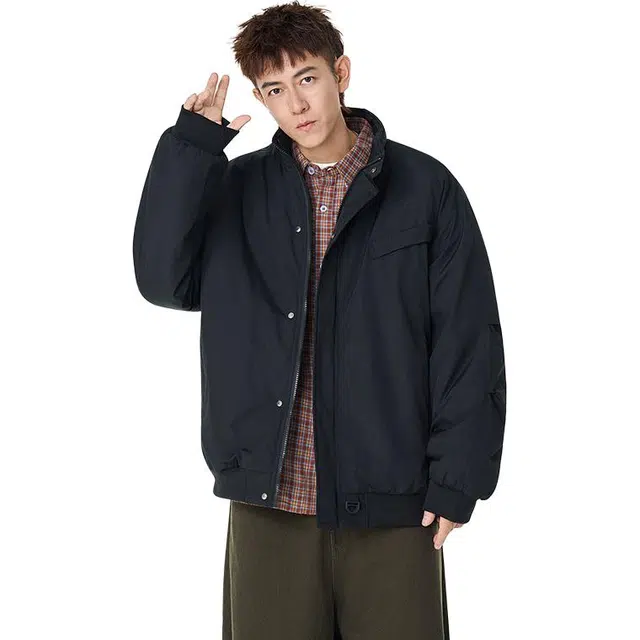 冈哉 美式工装飞行员加厚棉衣短款翻领宽松版型休闲个性百搭简约舒适高街潮流户外日常通勤夹克  男女同款