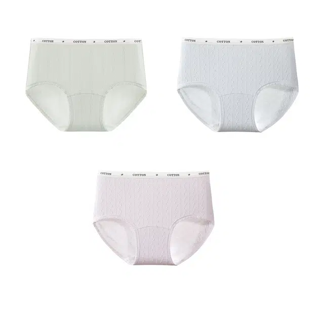 草本初色 加长底裆纯棉提花中腰女少韩版简约字母腰头三角内裤 女款