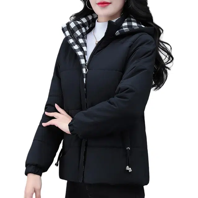 缪斯的诱惑 经典时尚休闲加厚保暖舒适柔软亲肤简约纯色连帽设计宽松显瘦优雅显气质百搭潮流上衣外套夹克 女款