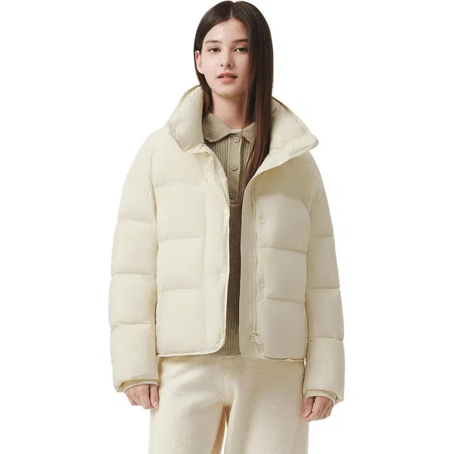 坦博尔 舒适保暖加厚纯色常规长袖通勤面包羽绒服 女款