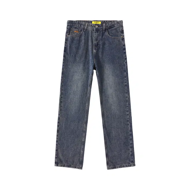 帝狼牛 秋季复古时尚休闲直筒水洗牛仔裤 男女同款