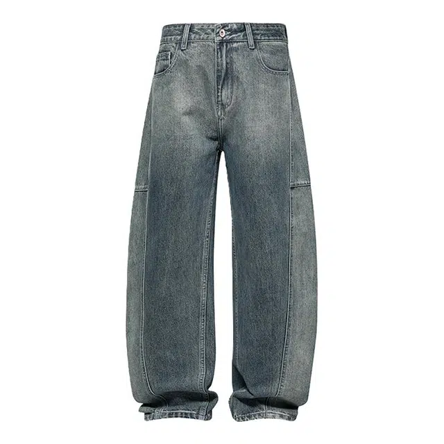 海尔斯 休闲百搭美式做旧中腰宽松直筒牛仔裤 男款